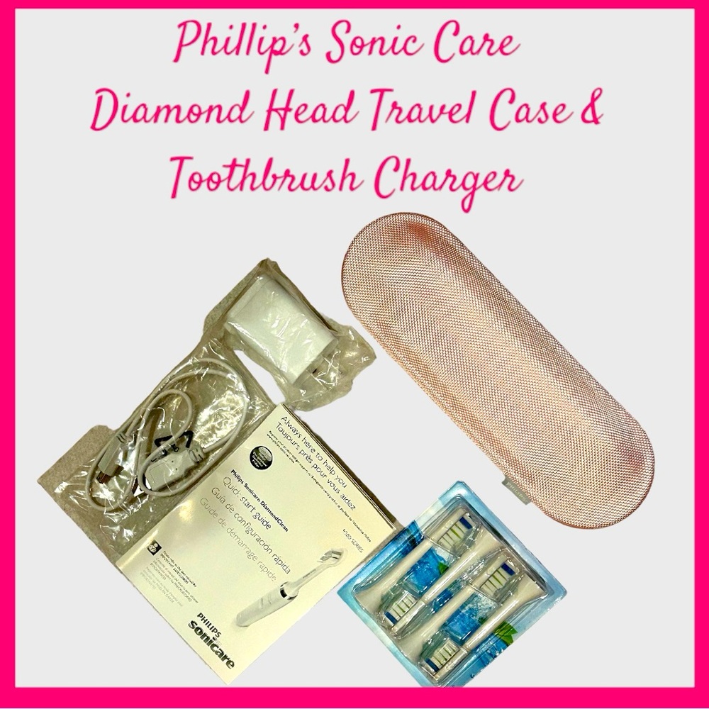 PHILLIPS SONIC CARE DIAMOND HEAD - TRAVEL CASE CHARGER,CORDS,MANUEL & BR…